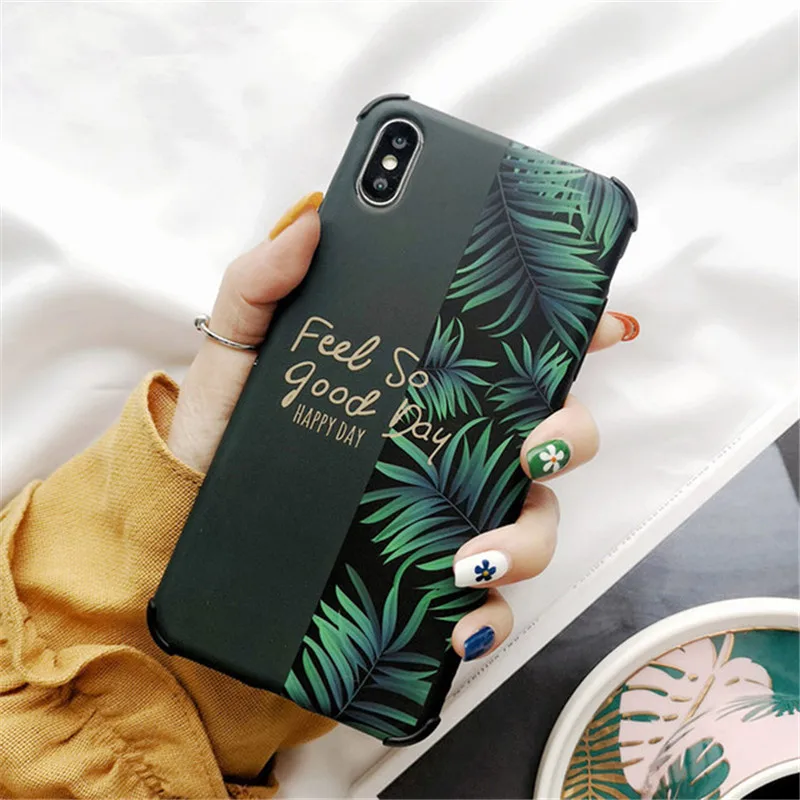 KJOEW комбинированный чехол для телефона с тропическим листом iPhone 11 Pro XS Max XR X буквы
