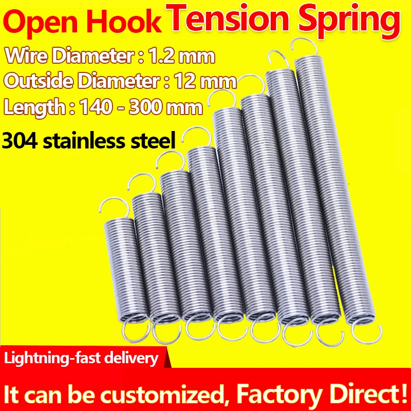 

Spots Tension Spring Draught Spring Coil Extension Spring Pullback Spring Wire Diameter 1.2mm Outer Diameter 12mm