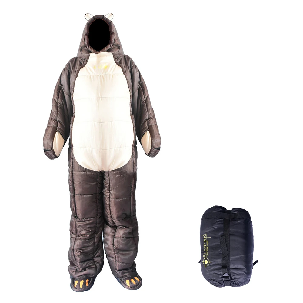 Зимний теплый гуманоидный спальный мешок утолщенный одноместный с сумкой для