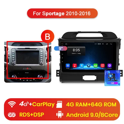 4G (4GB 64GB) B Junsun V1 2G+ 32G Android 9,0 DSP автомобильный Радио Мультимедиа Видео плеер навигация gps 2 din для KIA Sportage 3 2010 2011- без dvd - Цвет: 4G (4GB 64GB) B