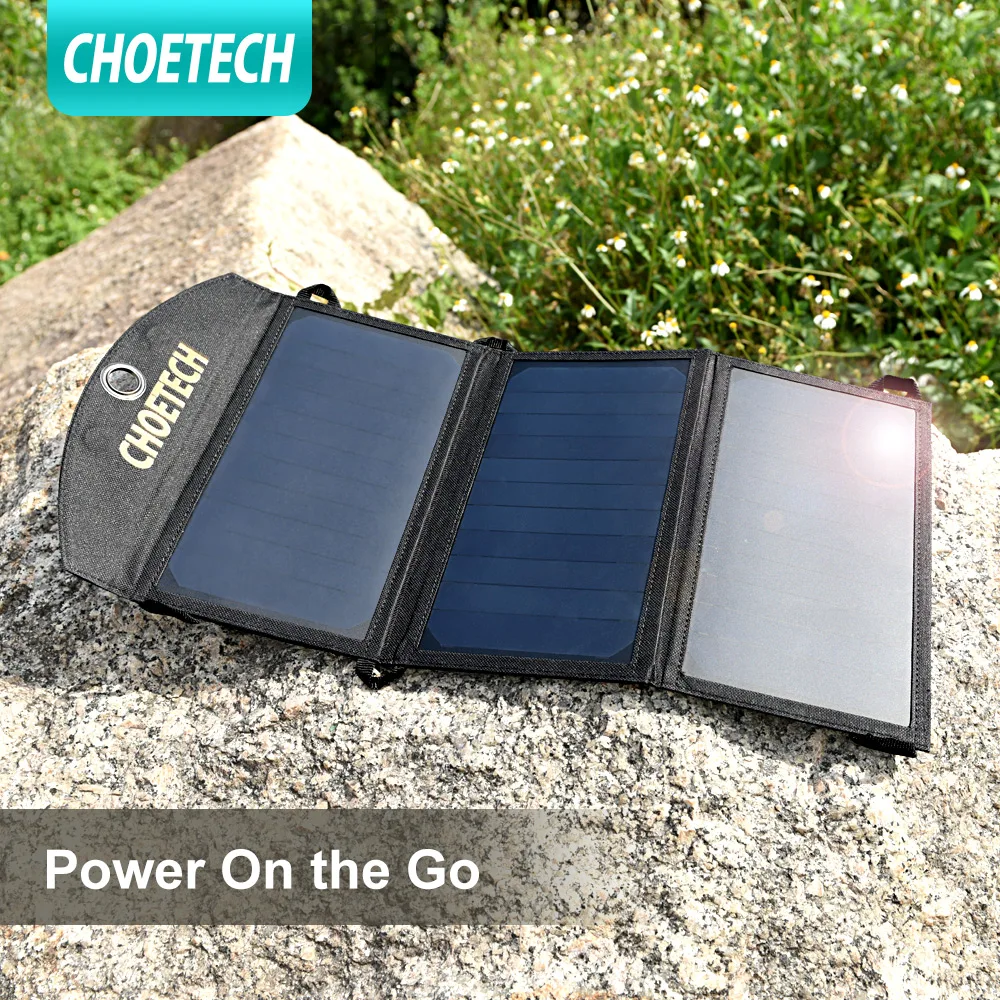 Портативное солнечное зарядное устройство CHOETECH 19 Вт с двумя usb портами и