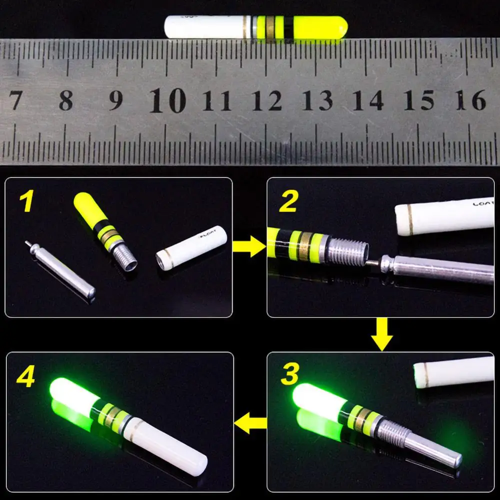 

10Pcs Green/Red Night Fishing Float LED Floating Night Fishing Gear Powered by CR322 Battery