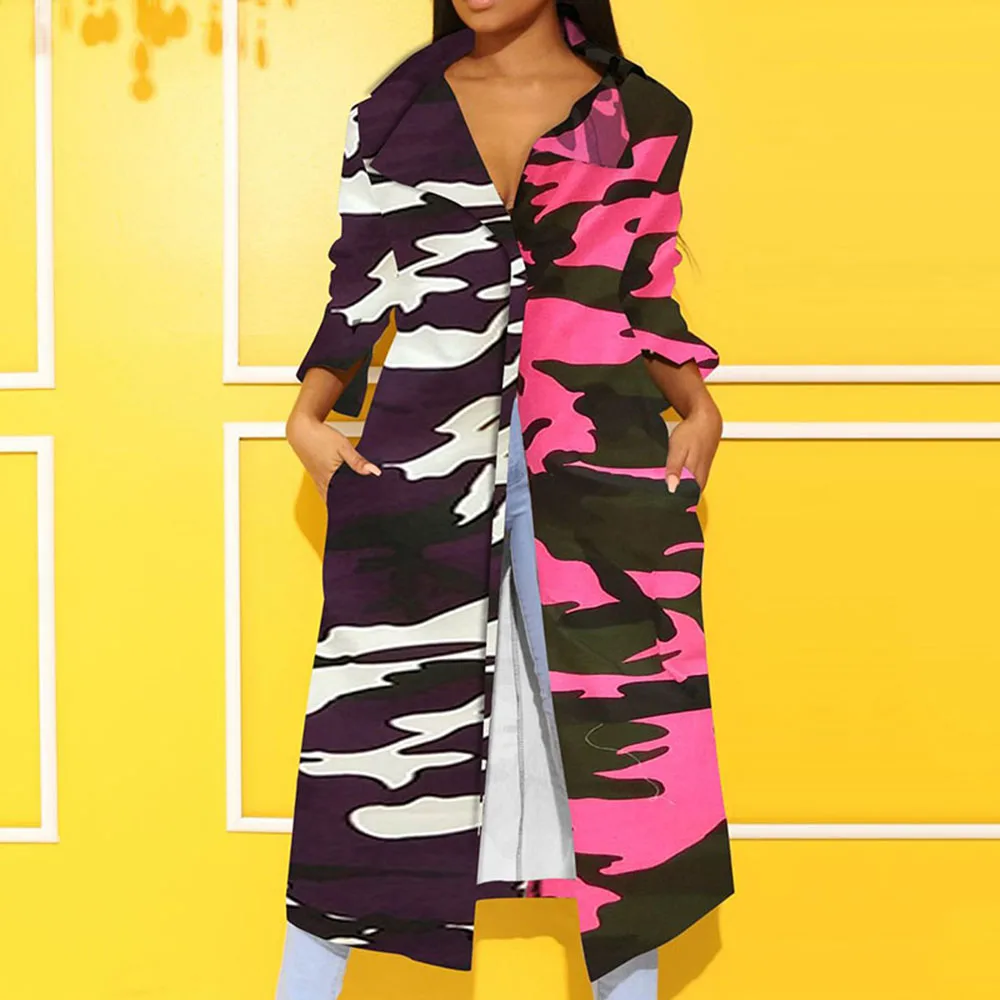 Камуфляжная длинная куртка болотного цвета женская военная осеннее пальто