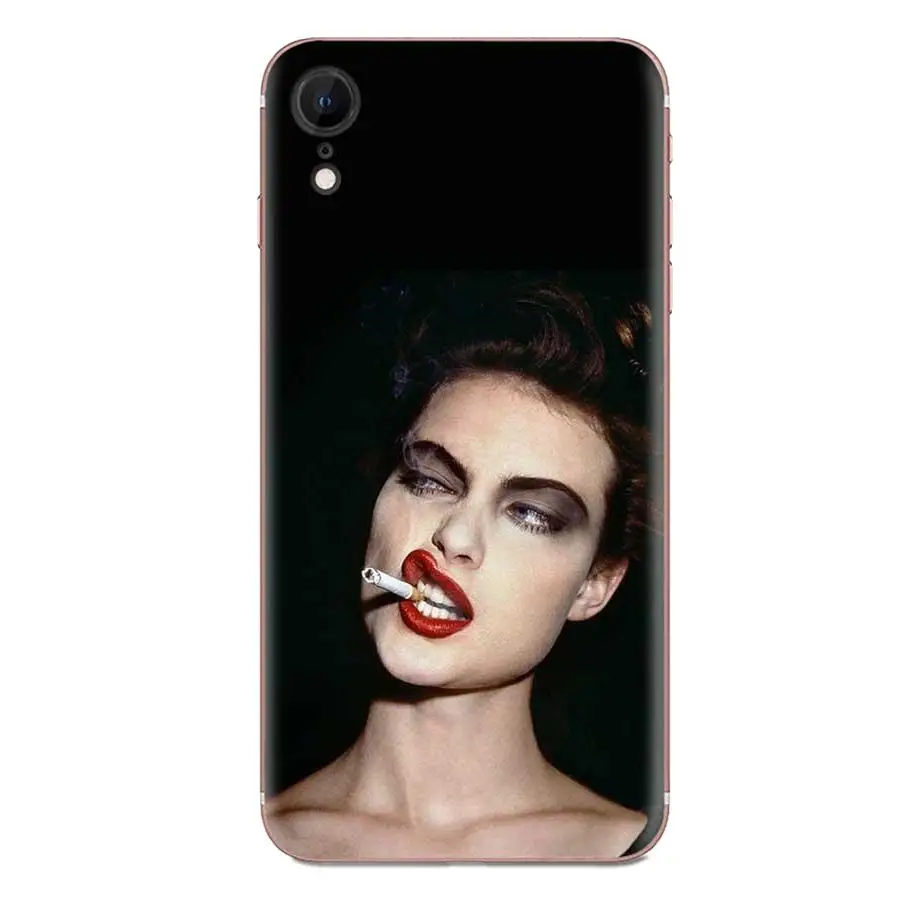 Чехол для мобильного телефона из мягкого силикона TPU с изображением девушки, курящей, прозрачный, для Apple iPhone 4 4S 5 5C 5S SE 6 6S 7 8 11 Plus Pro X XS Max XR.