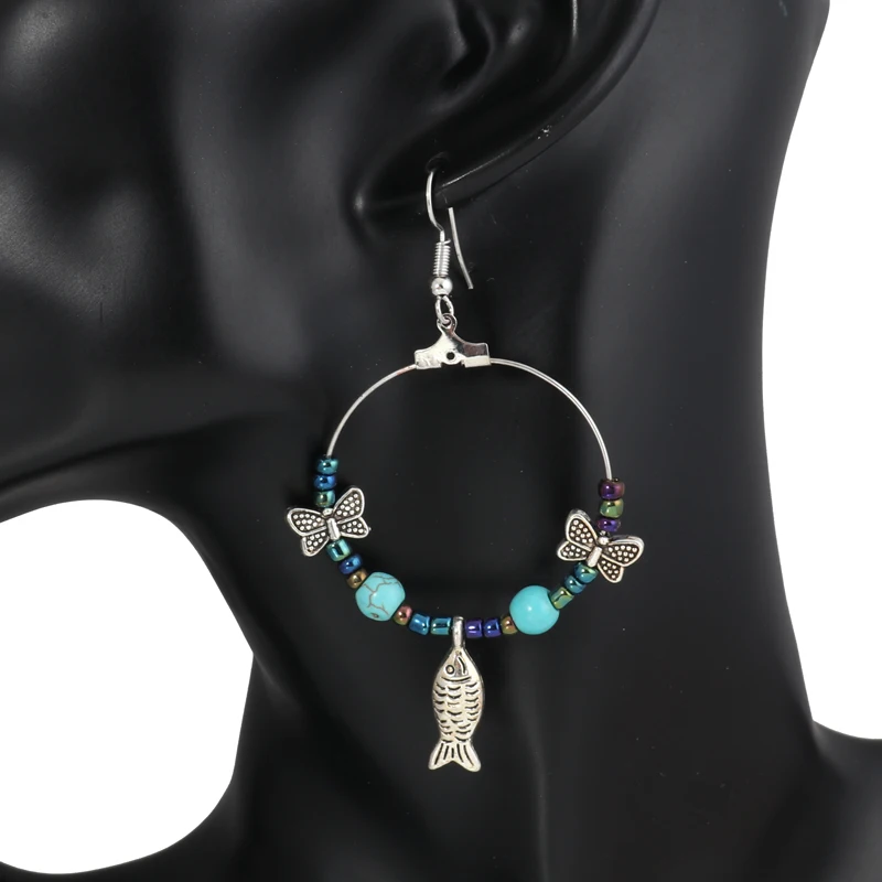 Горячая продажа полое большое длинное эффектное красочные бусины сплав рыбы