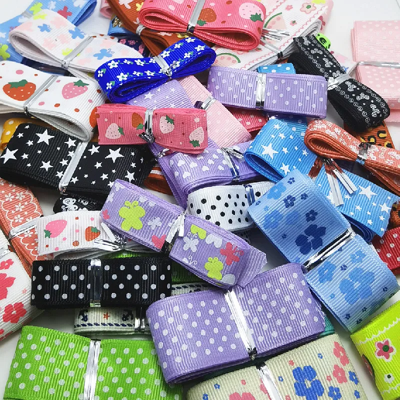 

5 метров/упаковка в виде геометрических фигур мультфильмы Термальность с печатным рисунком Grosgrain ленты 5/8 "15 мм 1"(25 мм) с Кепки DIY праздничная ...