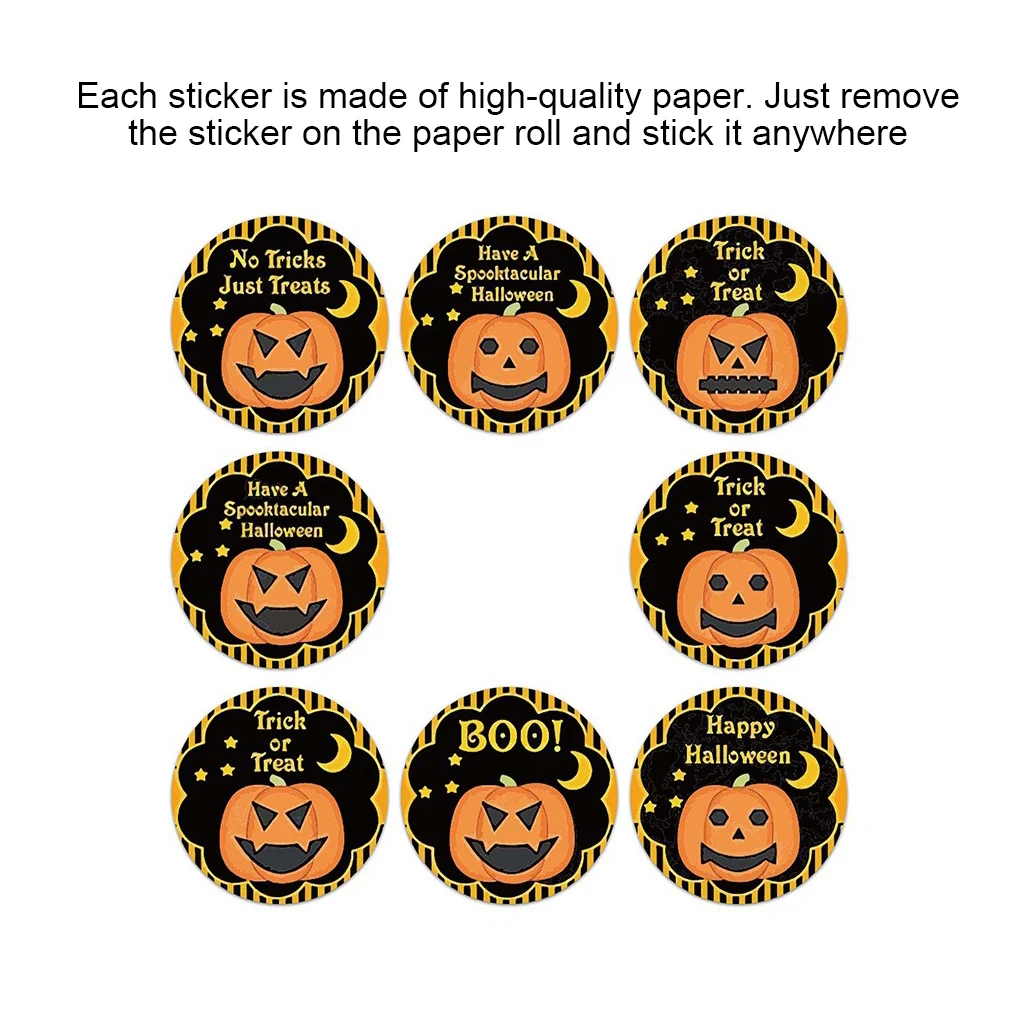 500 Pieces/Roll Labels DIY Halloween Pumpkin Printed Self-Adhesive Stickers Envelope Bag Seals For Festival Decor |