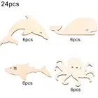24 шт., деревянные пуговицы-осьминог