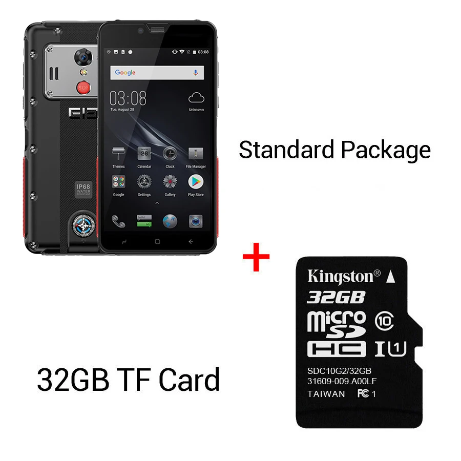 Black N 32GB Card Elephone Soldier 5,5 ''Android 8,0 смартфон 4 Гб 128 ГБ MTKX25 Deca core 16:9 полноэкранный 5000 мАч мобильный телефон с боковым отпечатком пальца - Цвет: Black N 32GB Card
