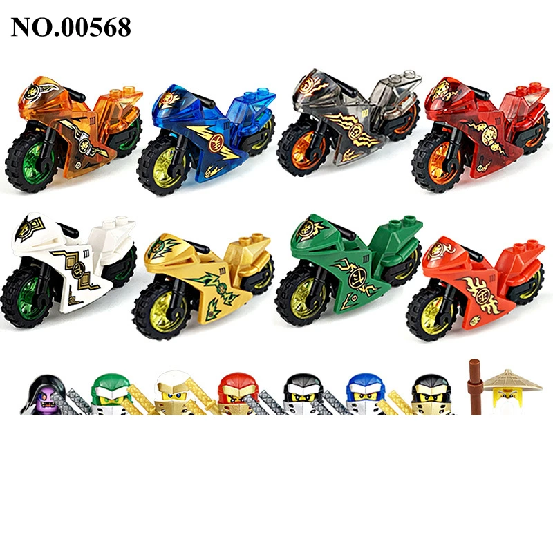 

8Pcs/set Nin Motorcycle Jajago Team Building Blocks Kit Bricks Set Classic Mini Movie Figures Model Kid Toys For Children