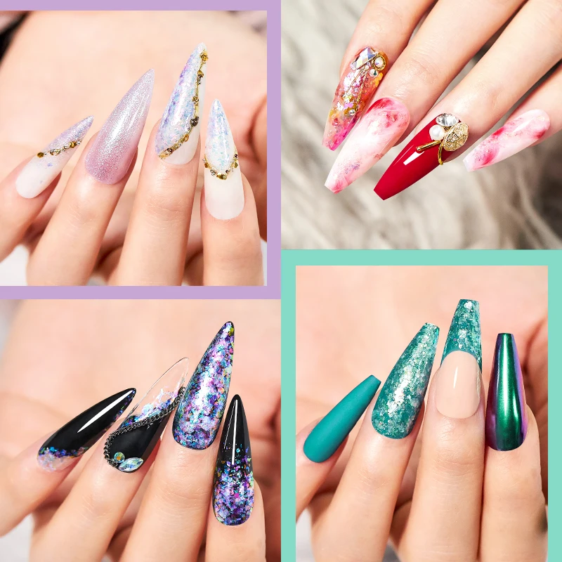 1 коробка сверкающий алмазный порошок для ногтей фиолетовые розовые блестки