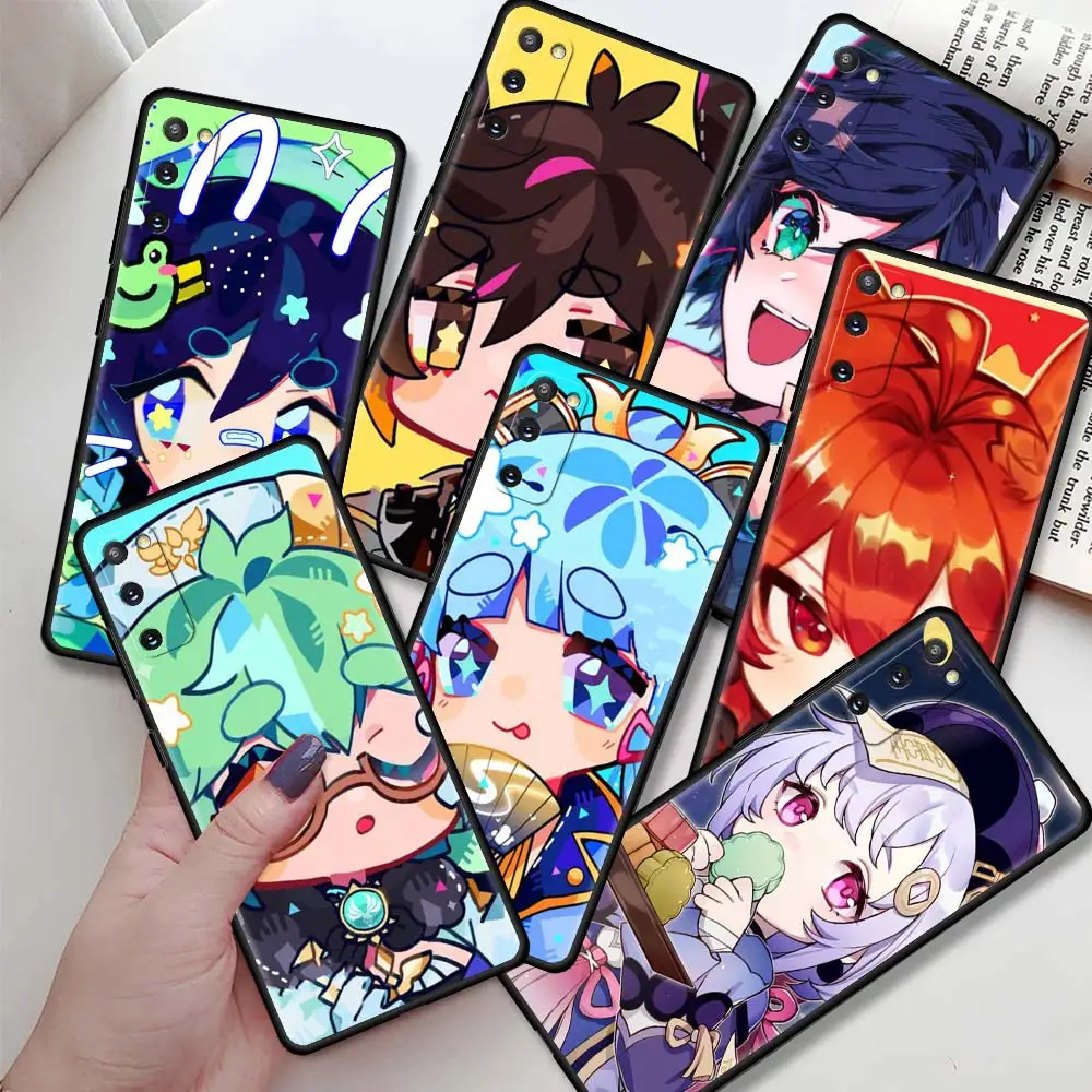 

Phone Case For Samsung Galaxy S21 S20 FE S10 S9 S8 Plus Note 20 Ultra 10 Lite S7 Edge Black Soft Cover Genshin Impact