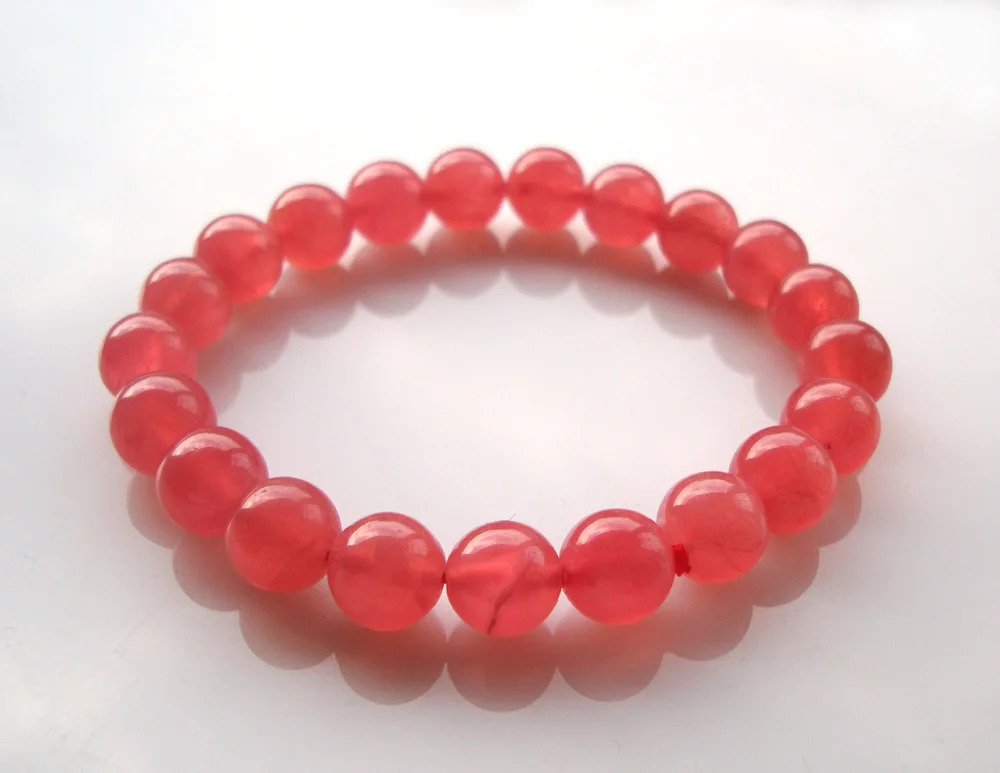 Бесплатная доставка натуральный Родохрозит круглые бусины эластичный браслет