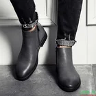 Модные тонкие простые мужские кожаные ботинки на молнии серые черные коричневые ботинки челси больших размеров 38-45 британский стиль с острым носком 2020