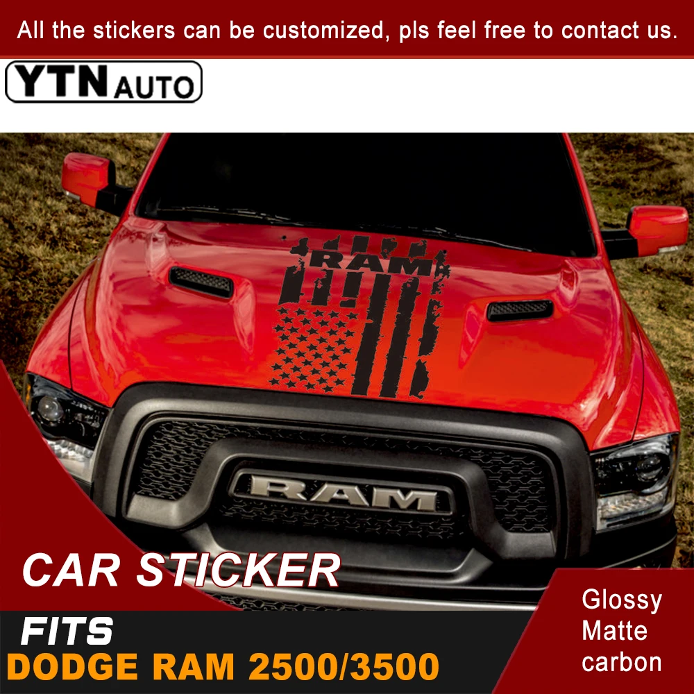 Автомобильные наклейки для Dodge Ram 2500/3500 черный капот шапка в полоску гоночный
