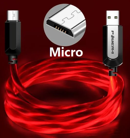 Micro-Red Power4 с подсветкой USB кабель для микро три разъема дополнительно для Lightining кабель светящийся/микро USB-C кабели - Цвет: Micro-Red