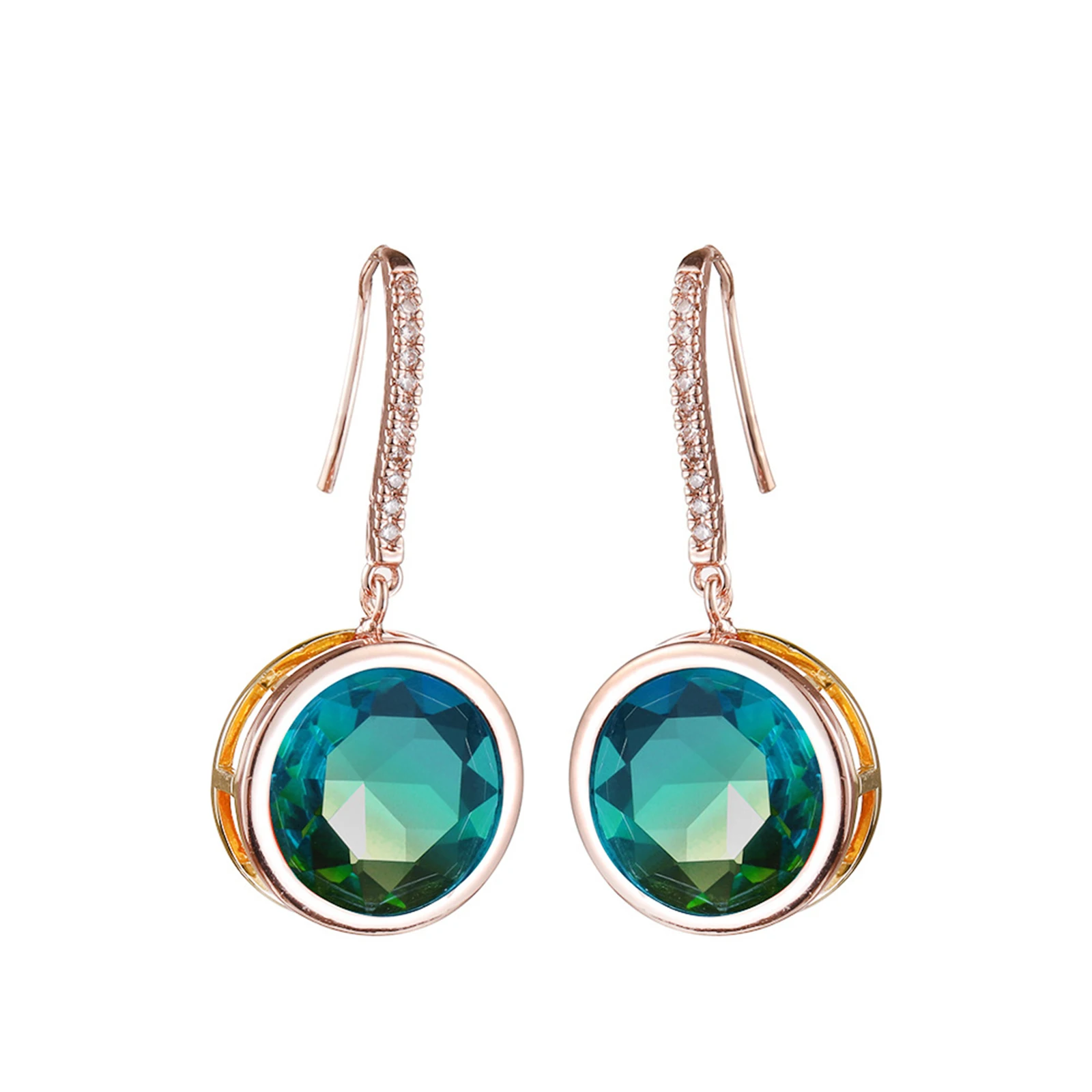

Rose Gold Color Copper Hoop Earrings Blue Green Round Earrings Multiple Styles For Women Girls Party Temperament Jewelry 1 pair