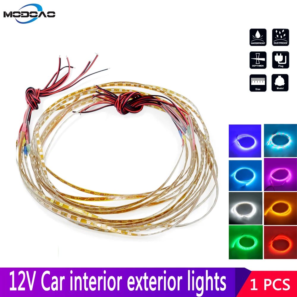 

45cm 90cm 12V UV LED Strip Light SMD 3528 Flexible Tape Rope Stripe Ultraviolet Ray Tape Lamp Car Interior Atmosphere Lights