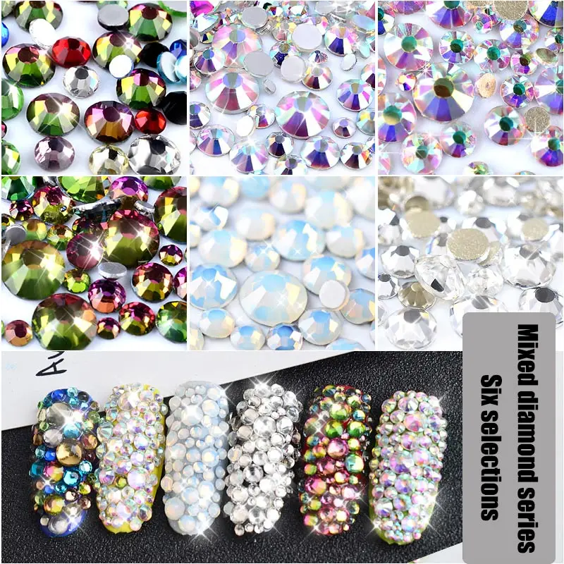 Оптовая Продажа 800 шт./упак. разные размеры: кристаллы для ногтей прозрачный AB не