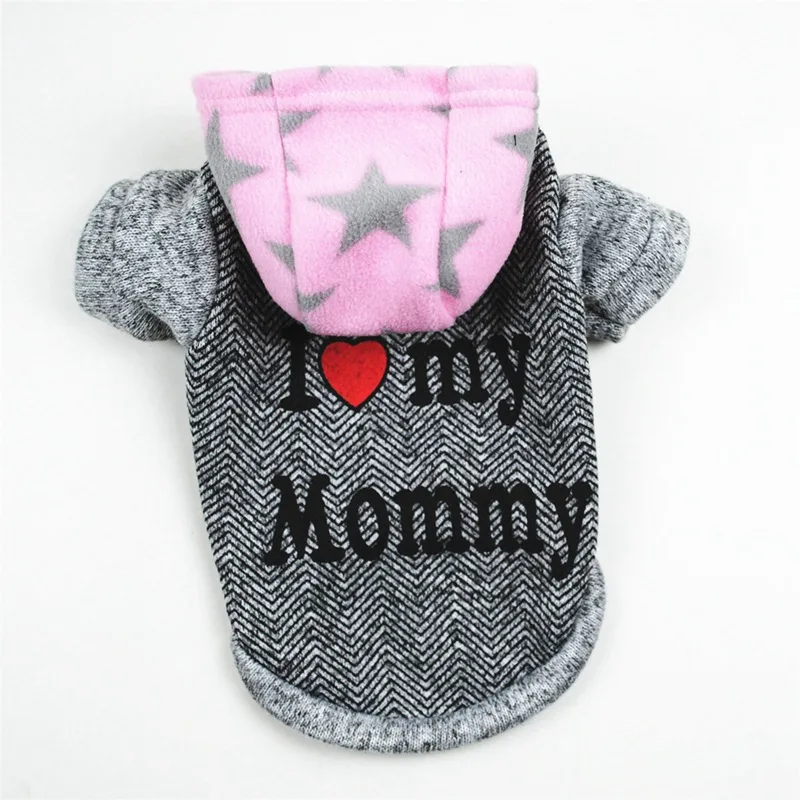 Pitbull толстовки I Love My Mommy Одежда для собак Толстовка с капюшоном флисовая