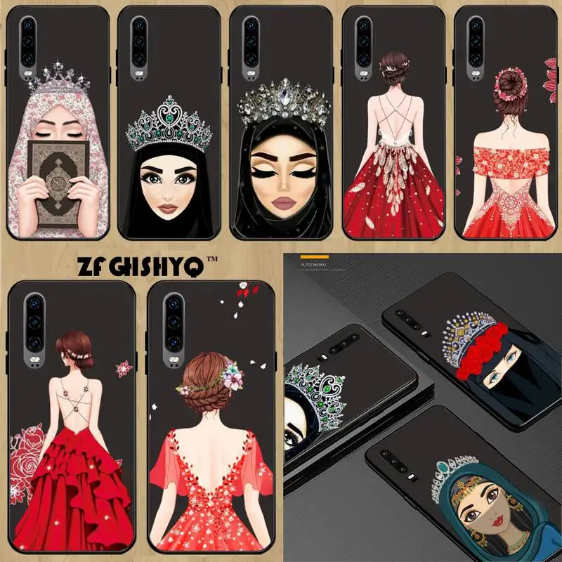 

Woman Crown Hijab Face Muslim Islamic Gril Soft Phone Case For Huawei P20 30 40 Pro Mate30 40 Pro Nova 7pro 7se Honor10 V9 10