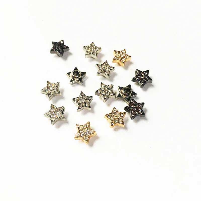 Маленькая пятиконечная звезда Пентаграмма риветсов со стразами Панк кепка с шипами для кожаного ремесла, кошелька, поясной сумки, шляпы, обуви, одежды и аксессуаров.