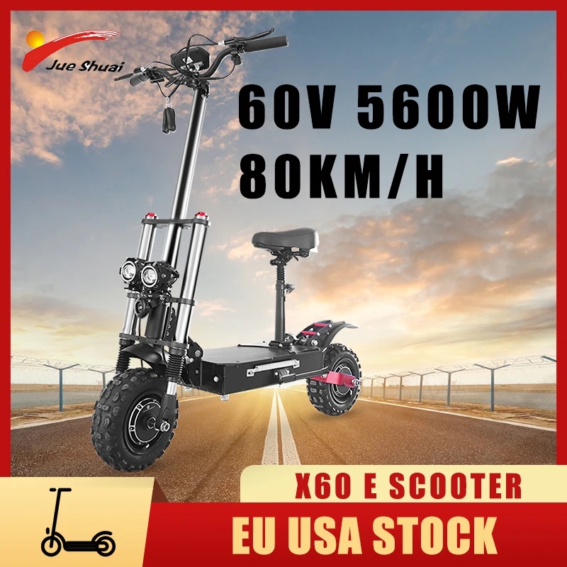 

60V 5600W Electric Scooter Dual Motor Electric Scooters Adults with Seat 80KM/H Max Speed 100KM Long Range Foldable E Scooter