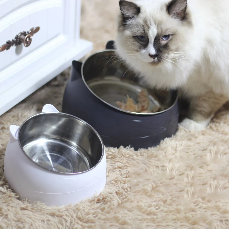 

Net Red Style Stainless Steel Cat Bowls Dog Bowls Beautiful and Cute Oblique Mouth Hot Selling Pet Food Bowls