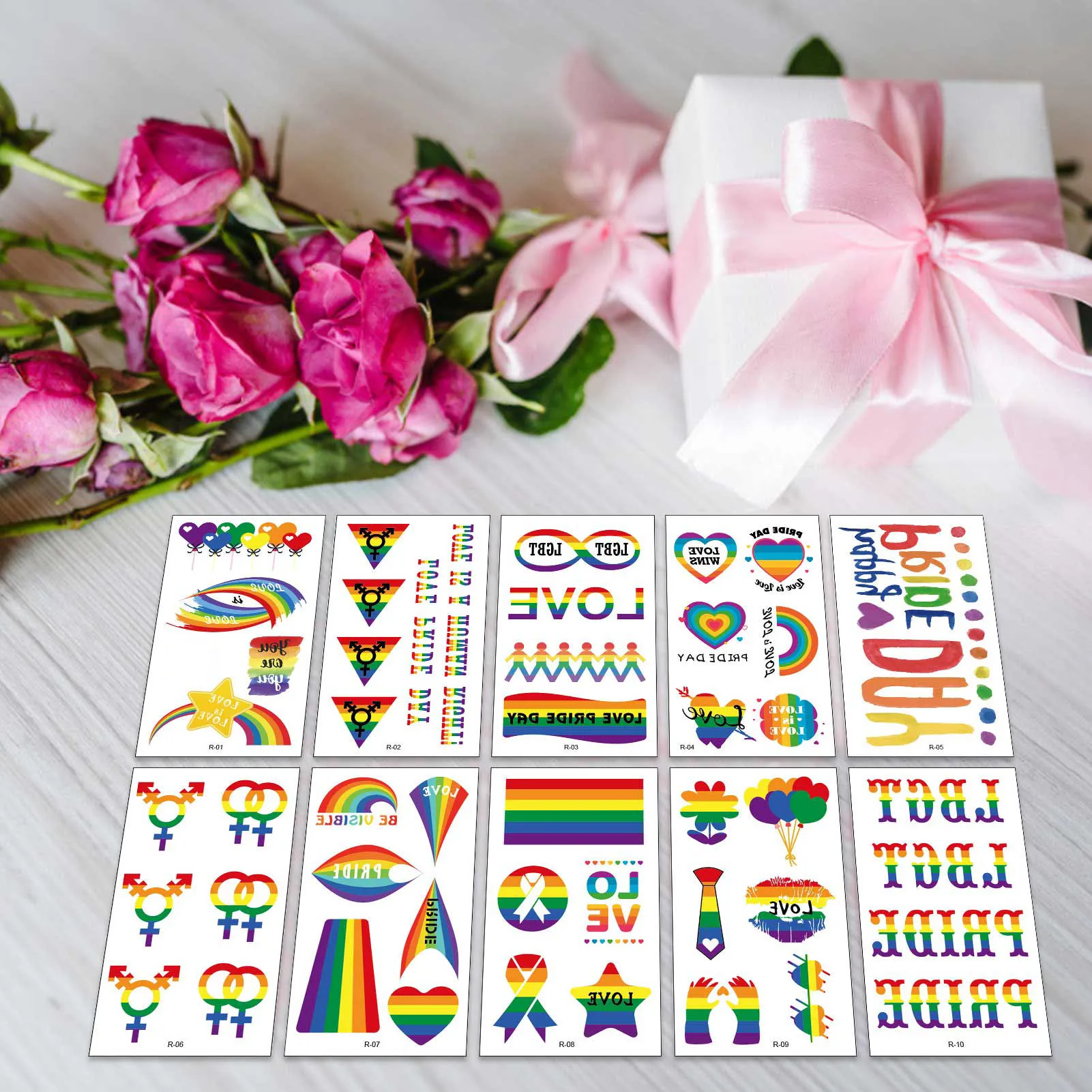 New 10/20PCS Colorful Rainbow Expression Tattoo Sticker Face Hand Lovely Body Art Fake Tatoo Temporary Waterproof Lasting Taty