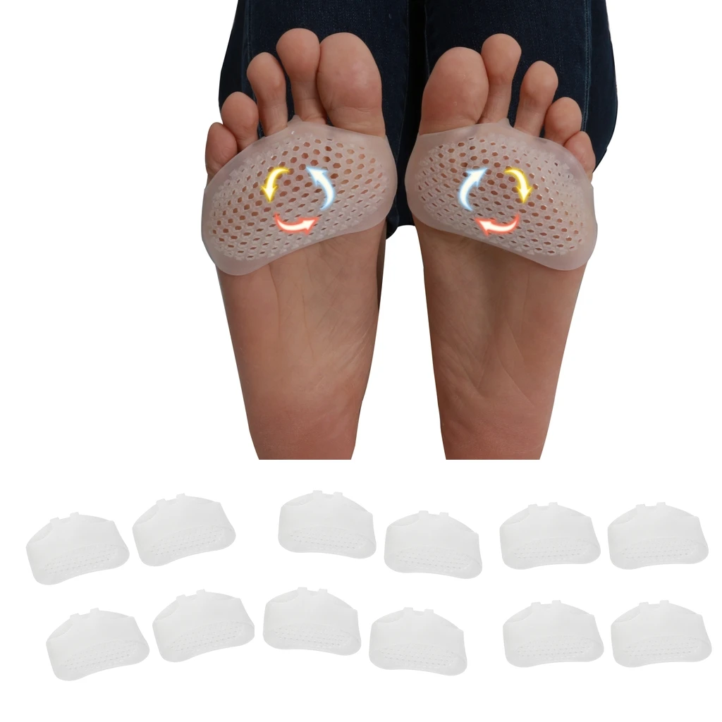 

6 Pairs Gel Forefoot Support Ball Of Foot Cushions Half Toe Sleeve Pads