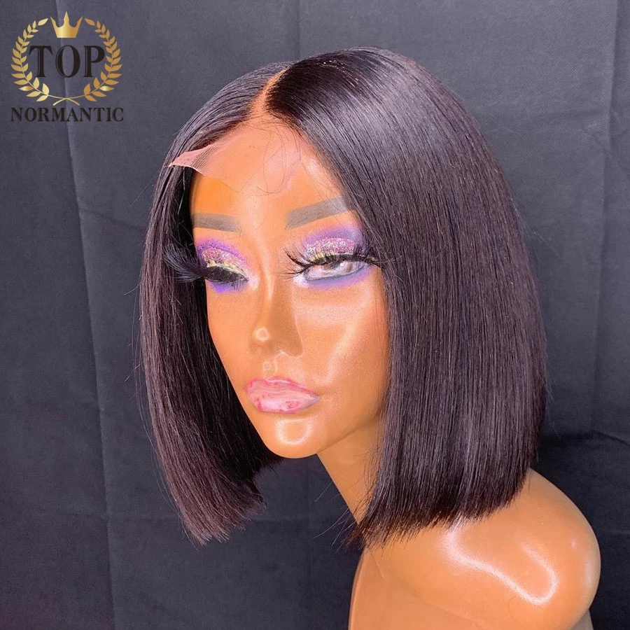 Topnormantic натуральный цвет T часть кружева человеческие волосы парики для женщин