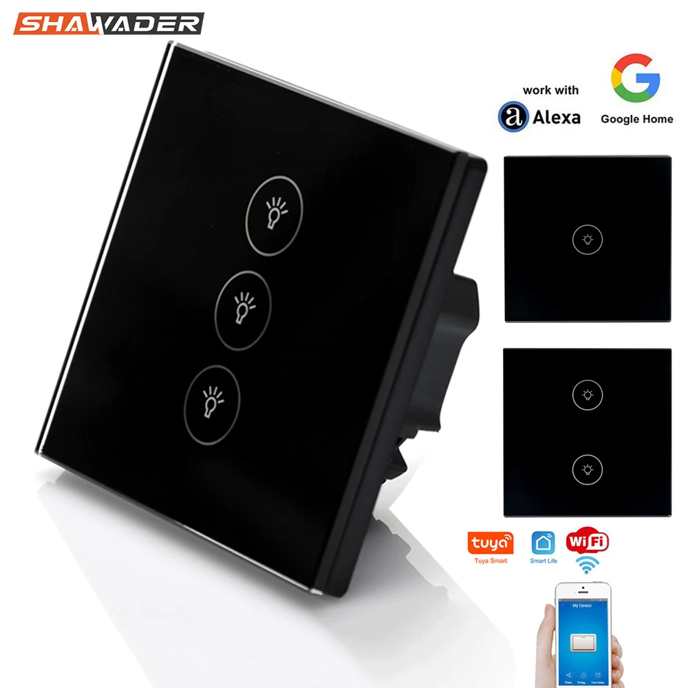 WiFi умный настенный выключатель светильник переключатели 1/2/3 банды стеклянная