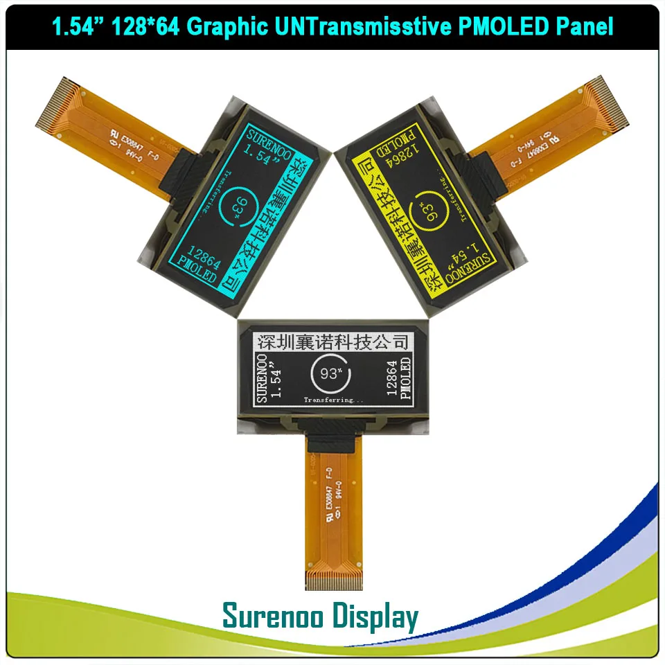 Реальный OLED-дисплей 1 51/1 54 &quot128*56 12856 12864 графическая прозрачная панель PMOLED