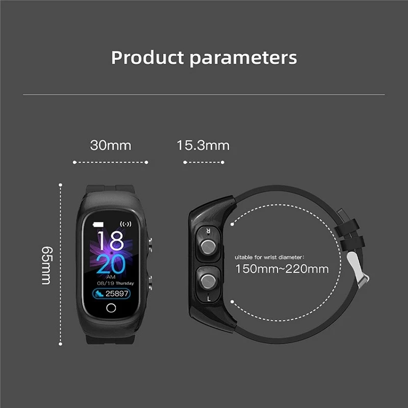 

N8 Bluetooth Smart Watch Full Touch Screen Men Heart Rate Fitness Wireless Headset Bracelet Woman Sport Waterproof Smartwatch