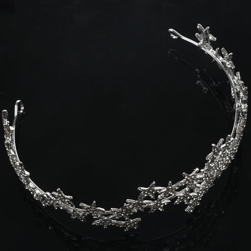 Серебряные стразы Звездные короны головной убор свадебные украшения для волос