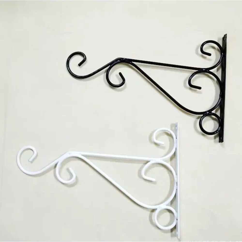 

2pcs Wall Mounted Hook Hanging Basket Bracket Flower Stand Decoration Planter Hanger Hooks with Screws Flower Pot Holder