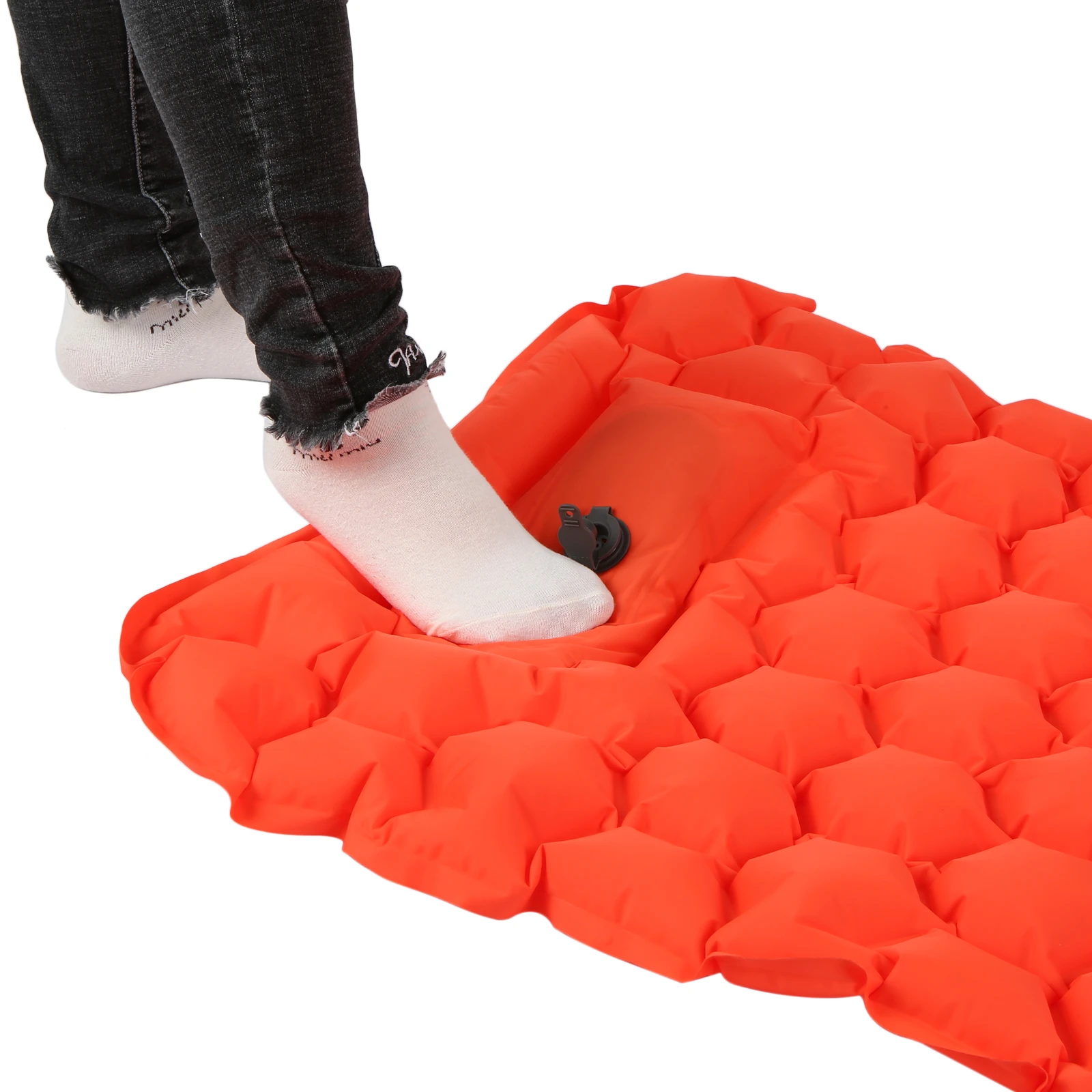 comprar Acampamento Portátil Inflável Almofada De Dormir Esteira Ao Ar Livre Mochila Caminhadas Viajar Almofada Com Travesseiro Pé Bomba Colchão Ar