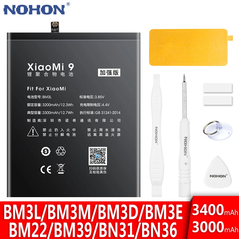 Аккумулятор NOHON для Xiaomi Mi 9 8 SE 6 5 9SE 8SE 6X 5X батарея телефона Mi9 Mi8 Mi6 Mi5 Mi5X BM22 BM39 BM3L BM3M BM3D