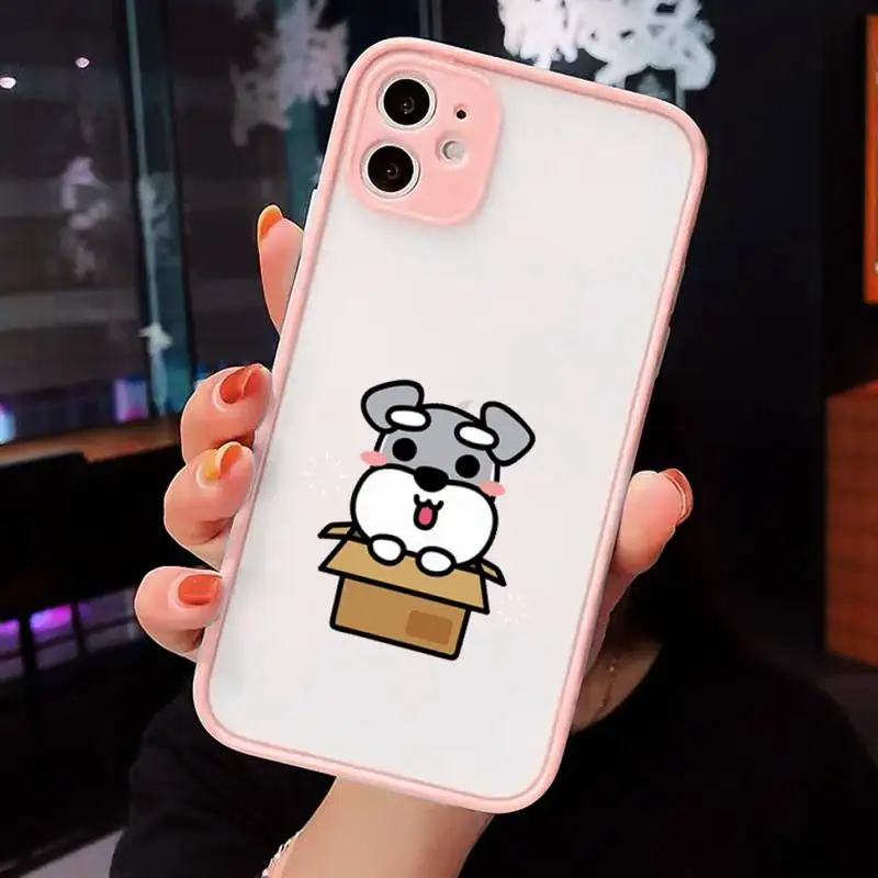 

Cartoon schnauzer dog Phone Cases Matte Transparent For iPhone 12 Mini 11 Pro XR XS Max 7 8 Plus