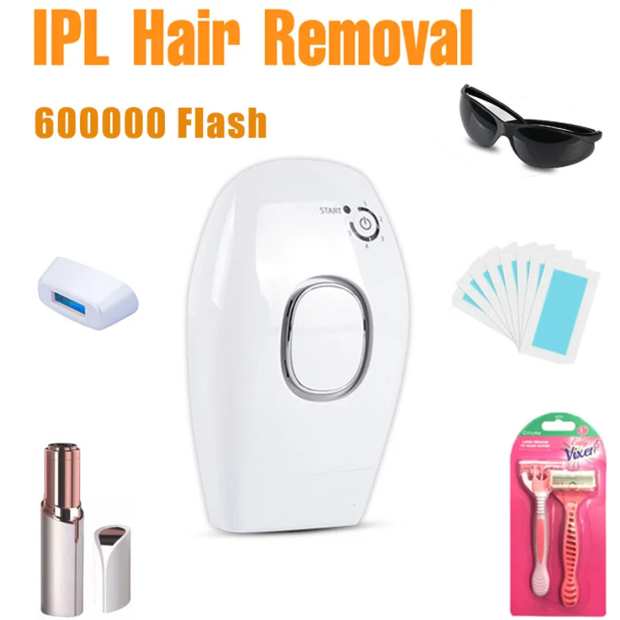 ИПЛ Эпилятор Лазерное удаление волос 600000 вспышек Профессиональный Постоянный Электрический Фото-безболезненный Нитьевой Удалитель для всего тела.