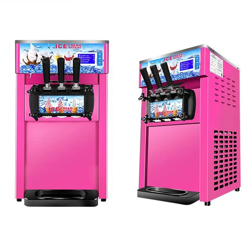Розовый цвет настольный мини агрегат для производства мягкого мороженого делая