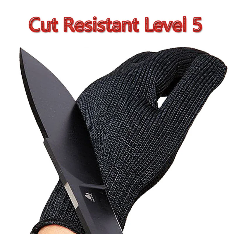 

EN388 Black Steel Wire Metal Mesh Gloves Safety Anti Cutting Wear Resistant Kitchen Butcher Working Gloves Garden Self Defense