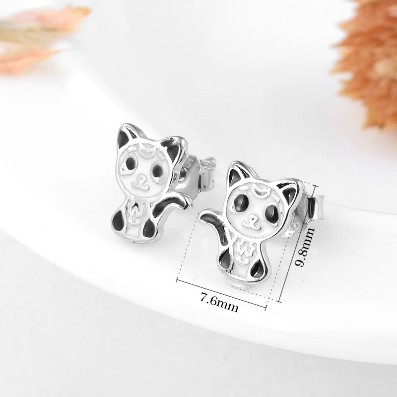 Женские серьги-гвоздики из серебра 925 пробы с эмалью | Украшения и аксессуары