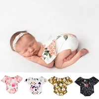 newborn baby girl flower color sleeveless off shoulder romper jumpsuit outfit newborn photograph props
