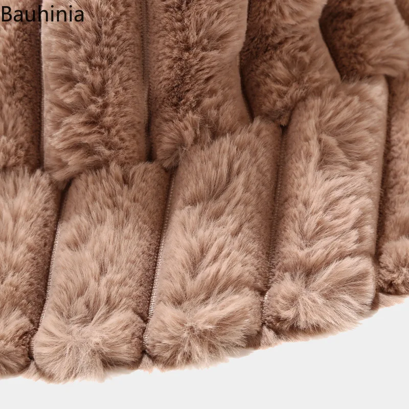 

Bauhinia Japanese Niche Winter Women Panama Solid Thickened Soft Warm Fishing Cap Faux Fur Rabbit Bucket Hat
