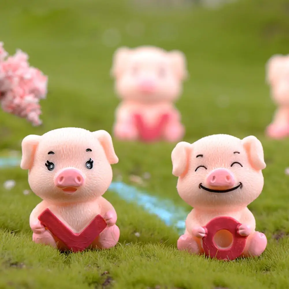 4 шт Любовь смолы милый поросенок миниатюрная Статуэтка Статуя Модель Пейзаж