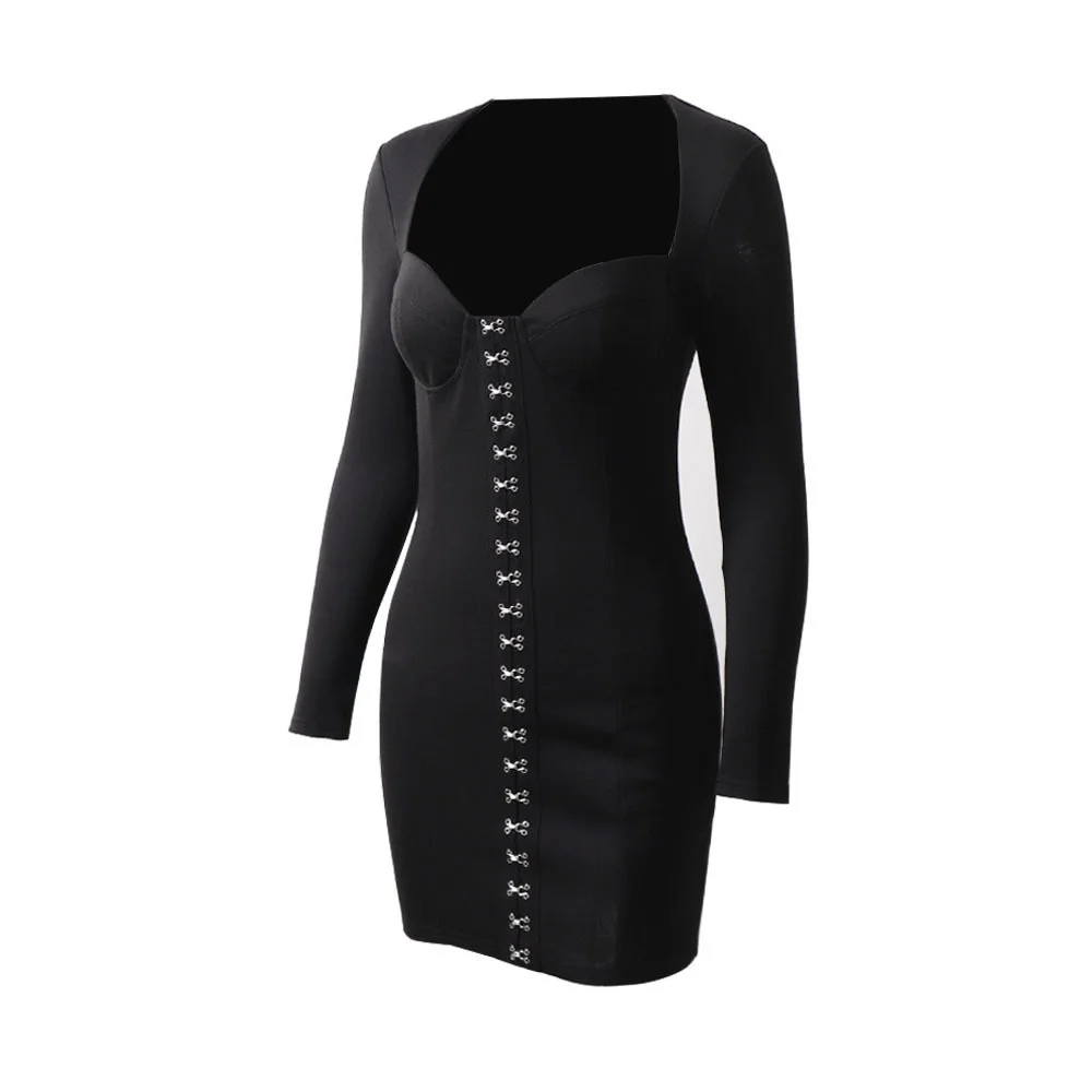 

2021 Autumn Winter Dress Long Sleeve Buttock Pencil Short Dress Sexy Nightclub Dress