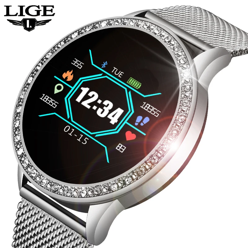 LIGE Новые смарт-часы для женщин IP67 фитнес-трекер кровяное давление монитор сердечного ритма шагомер спортивные Смарт-часы для Android ios