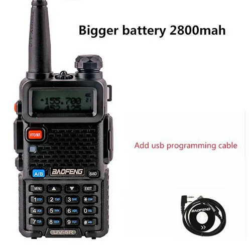 add cd cable Обновленный Baofeng Uv-5R аккумулятор 2800 мАч HT Woki Toki радио для 10 км длинный диапазон коммуникатор радио полицейские сканеры SB трансивер - Цвет: add cd cable