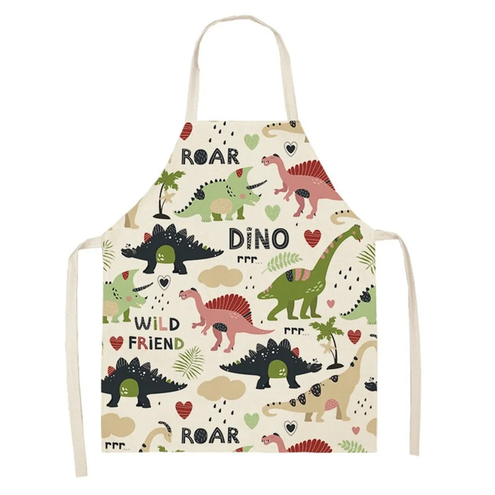 

CLOOCL Cartoon Dinosaur Kitchen Apron Roar Dino Printed Polyester Aprons for Men Women Home Cleaning Tools Baking Aprons